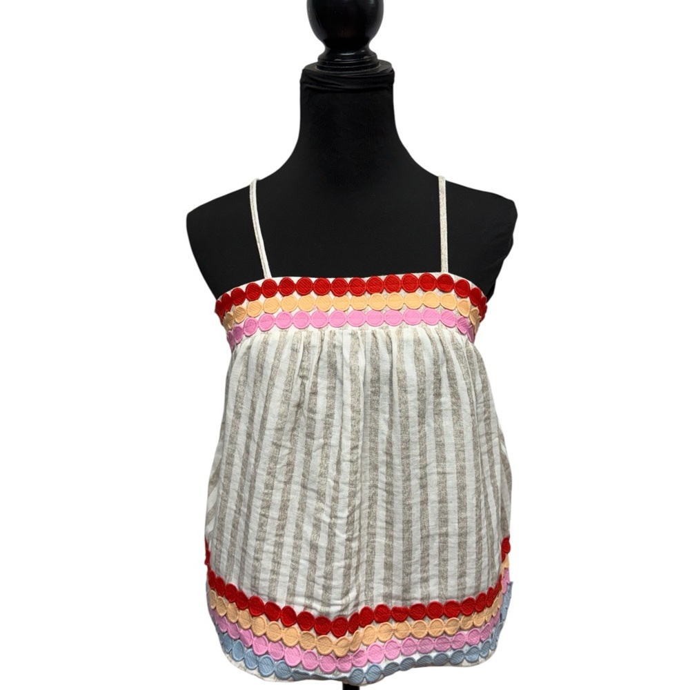 Entro S Striped Cami Embellished Y2K Coquette Coastal Tank